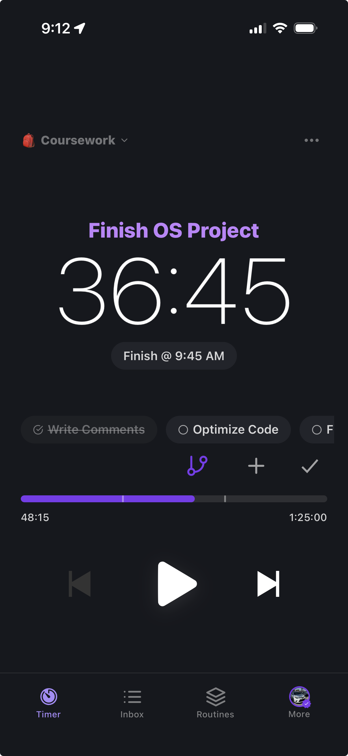 Metronome timer screen